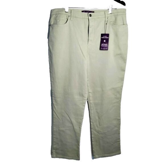Gloria Vanderbilt Amanda Jeans‎ Women 18 Green Soft Touch Straight Leg Pants Y2K - Picture 1 of 4